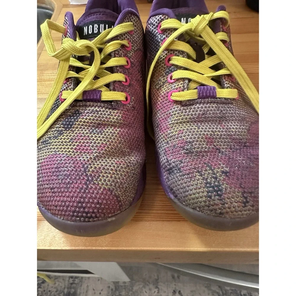 NOBULL Low Top Athletic Training Sneakers Lace Up Purple Multicolor Yellow